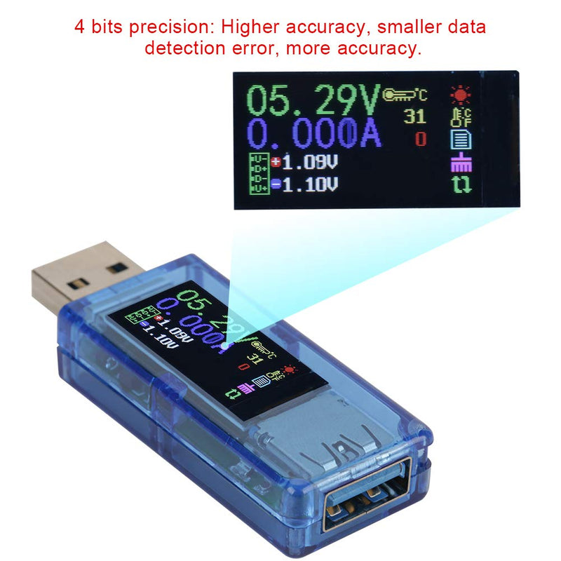 [Australia - AusPower] - AT34 USB 3.0 Tester Meter with LCD Display, Voltmeter Ammeter Multimeter Charger - Compact Digital USB Monitor Tool for Measuring Voltage Current Power 