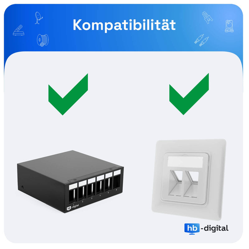 HB-DIGITAL Keystone Module with USB 3.0 Female | Multimedia Keystone for Patch Panel, Network Socket, Connector, Adapter, Coupling, Plug & Play, Black