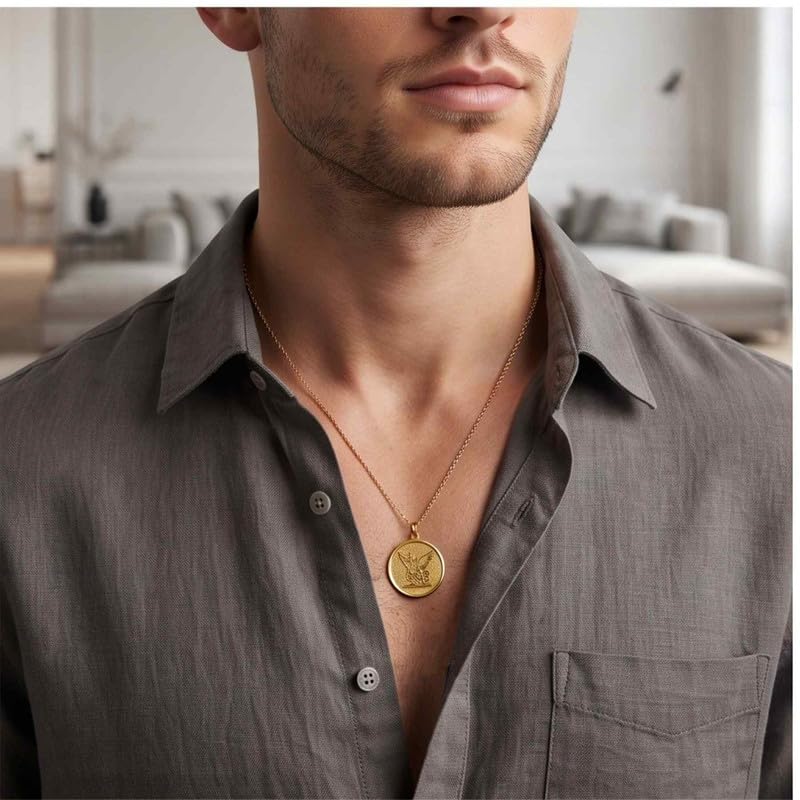 LKBEADS 925 Sterling Silver Gold Plated Saint Michael Pendant |LK_NLC_01514