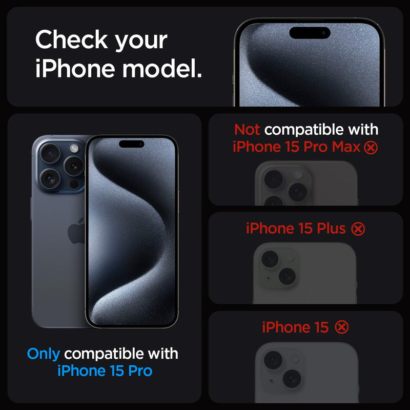 [Australia - AusPower] - Spigen Tempered Glass Screen Protector [GlasTR EZ FIT] designed for iPhone 15 Pro [Case Friendly] - 2 Pack 