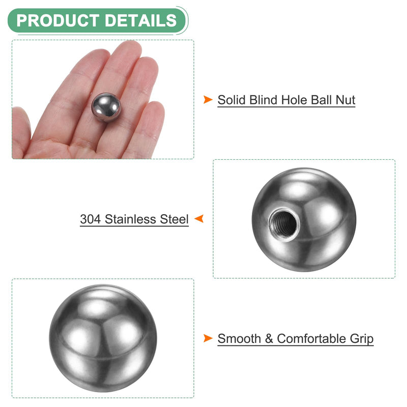 [Australia - AusPower] - 4Pcs Threaded Ball Nut Knobs, M4x15mm 304 Stainless Steel Female Thread Ball Nut Cap for Lighting Fixtures/Machinery/DIY, Round Solid Screw Cap Cover [Silver] 4 