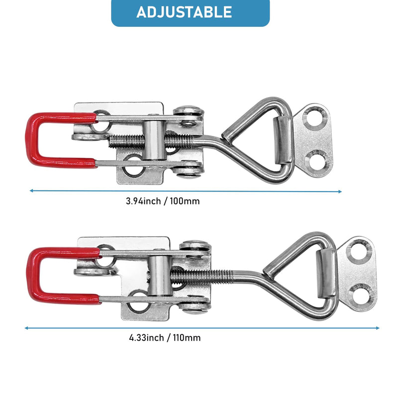 [Australia - AusPower] - 4pcs 4001 Toggle Latch Clamp with lockhole, 304 Stainless Steel Adjustable Toggle Latch Smoker Quick Release Pull Latch With 16pcs Screw, 300Lbs Holding Capacity 