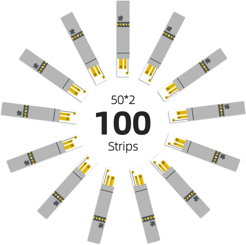 Metene AGM-513S Test Strips for Diabetes, 100 Count Blood Glucose Test Strips, Use with Metene AGM-513S Blood Glucose Monitoring System Only (No Monitor) 100 Count(Pack of 1)