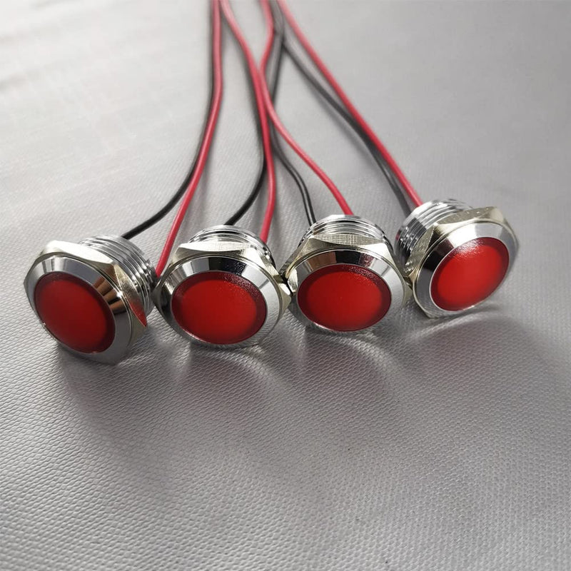 [Australia - AusPower] - 4pcs 110V 20mA Energy Saving Indicator Metal Indicator Lamp Waterproof Signal Lamp Hole Size 16mm Red LED (Spherical Surface Head) 
