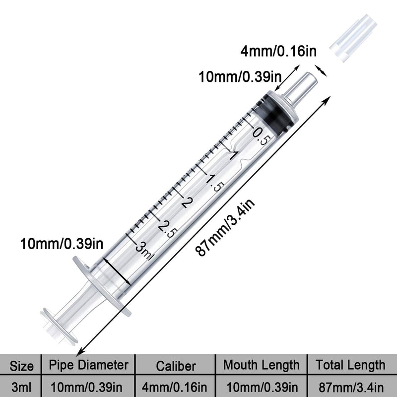[Australia - AusPower] - 3 ml Syringe Without Needle, Syringe for Liquid with Cap, Oral, Scientific Labs, Measurement, Pack of 12 3ml 