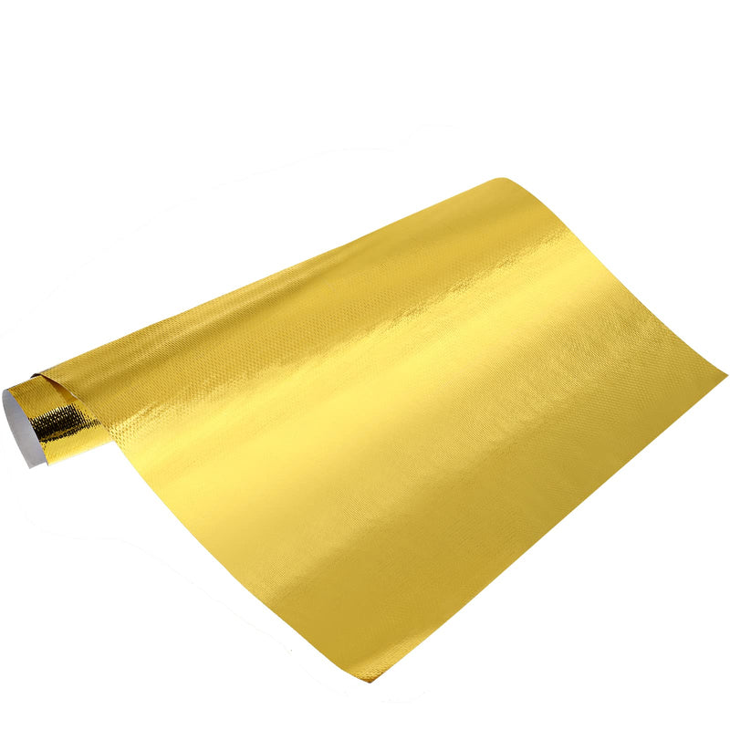 BBTO Heat Reflective Sheet Adhesive Backed Aluminized Fiberglass Heat Shield Tape Protection Barrier Heat Shield Resistant Material for Hose and Auto Use Heat Insulation Sheet(Gold, 48 x 71 Inch) Gold