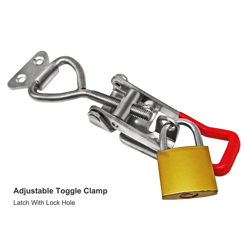 [Australia - AusPower] - 4003 Toggle Latch Clamp, 304 Stainless Steel Adjustable Toggle Latches With Lock Hole, 1320Lbs Holding Capacity Heavy Duty Toggle Clamp for Smoker Lid Jig, ToolBox Case, 2pack 4003-2pcs(304 Stainless Steel) 