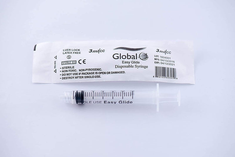 [Australia - AusPower] - 3ml Sterile Syringe Only with Luer Lock Tip - 100 - No Needle 