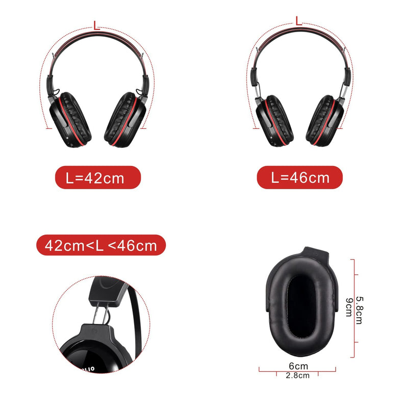 [Australia - AusPower] - SIMOLIO Universal IR Wireless Headphones for Car DVD/TV, 2 Channel Car Headphones for Kids with 3.5mm Aux Cord, Cars Kids Headphones with Storage Bag, Rear Seat DVD Headphones, Storage Bag, AUX Cord Red 