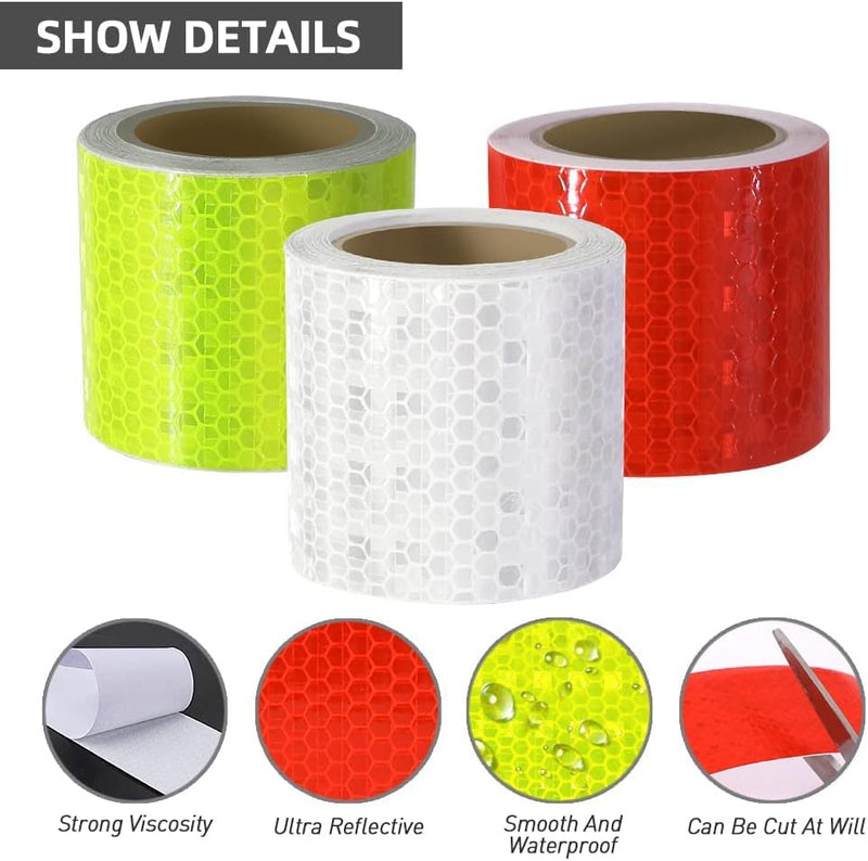[Australia - AusPower] - 3 Rolls Reflective Tape Reflective Warning Tape Outdoor Waterproof Reflective Tape Nighttime Safety Stickers Trailer Reflective Tape Apparel (1 inch x 30 feet) (Three Colors) 3 