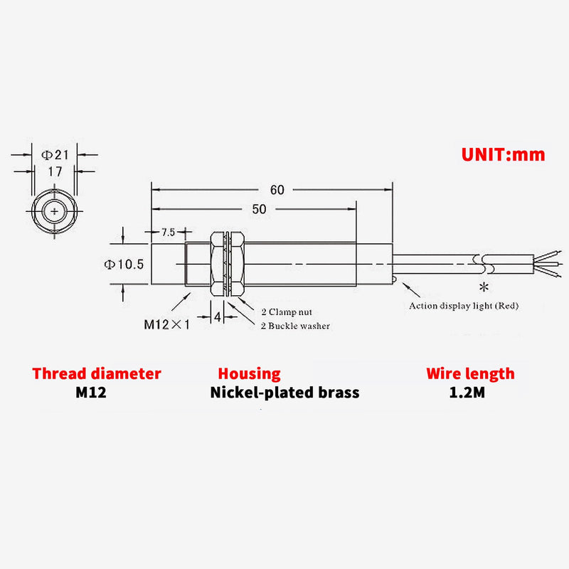 [Australia - AusPower] - 5Pcs NO Normally Open PNP Inductive Proximity Sensor Switch M12 Detector 4mm DC6V-36V 3 Wire LJ12A3-4-Z/BY 