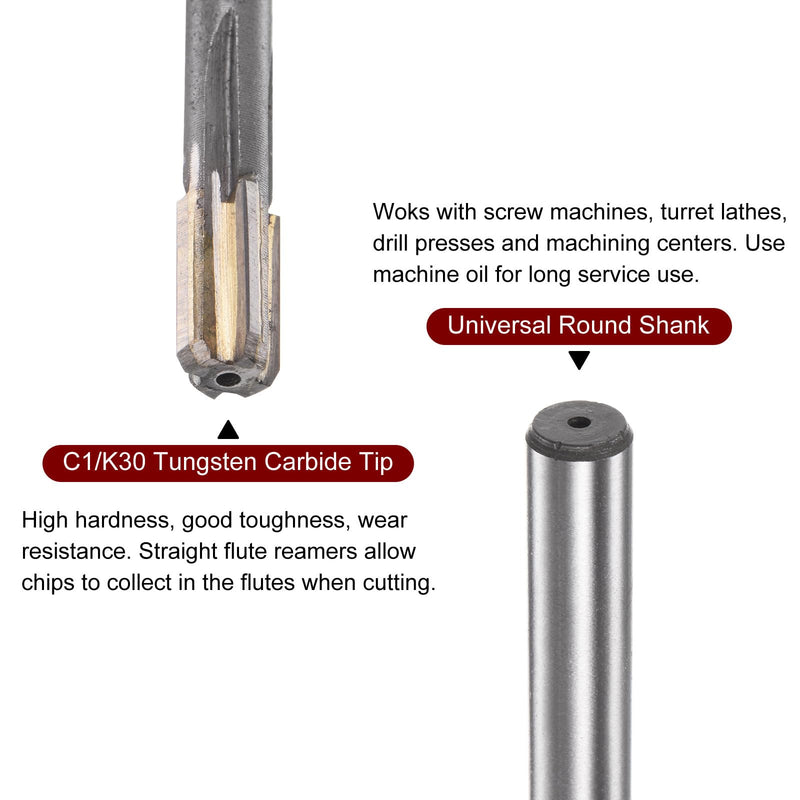 [Australia - AusPower] - sourcing map Clamping Reamer 8.2 mm H7 C1/K30 Carbide Tip Precision Straight Flutes Round Shank Lathe Machine Cutter 8.2mm 