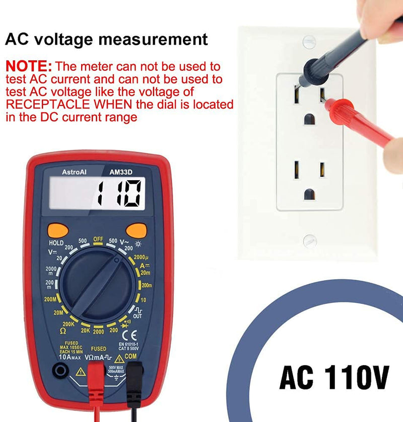[Australia - AusPower] - AstroAI Multimeter Tester 2000 Counts Digital Multimeter, AstroAI Digital Tire Pressure Gauge 300PSI Large Screen with Backlight and Flashlight 