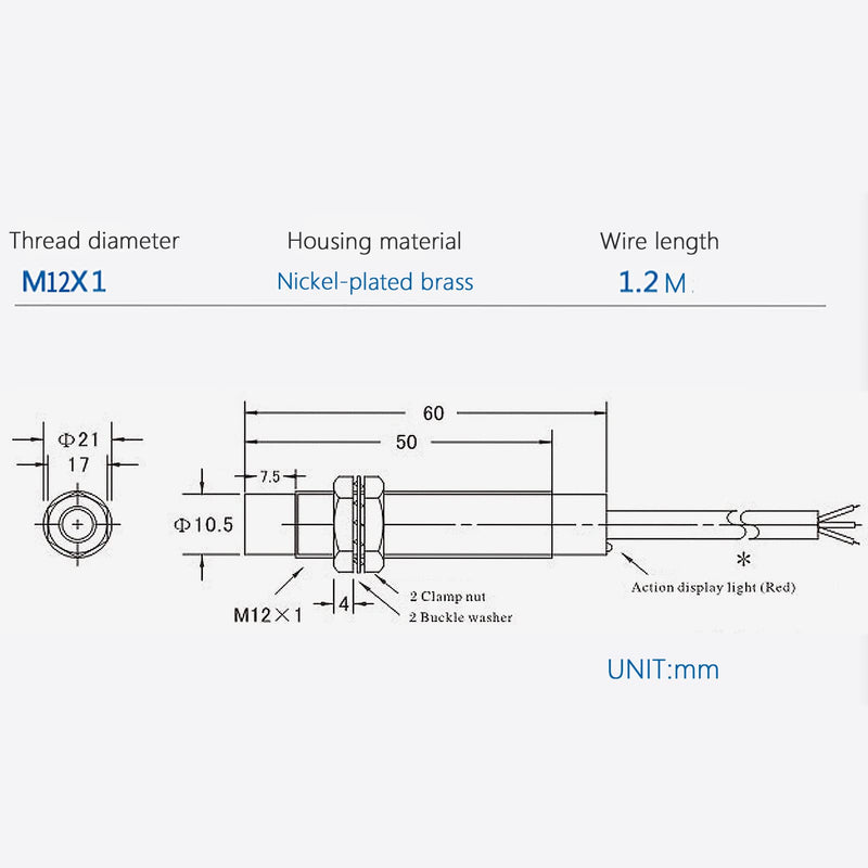 [Australia - AusPower] - 5Pcs LJ12A3-4-Z/AY Inductive Proximity Sensor Switch PNP DC6V-36V 3 Wire Normally Closed Detector 4mm 