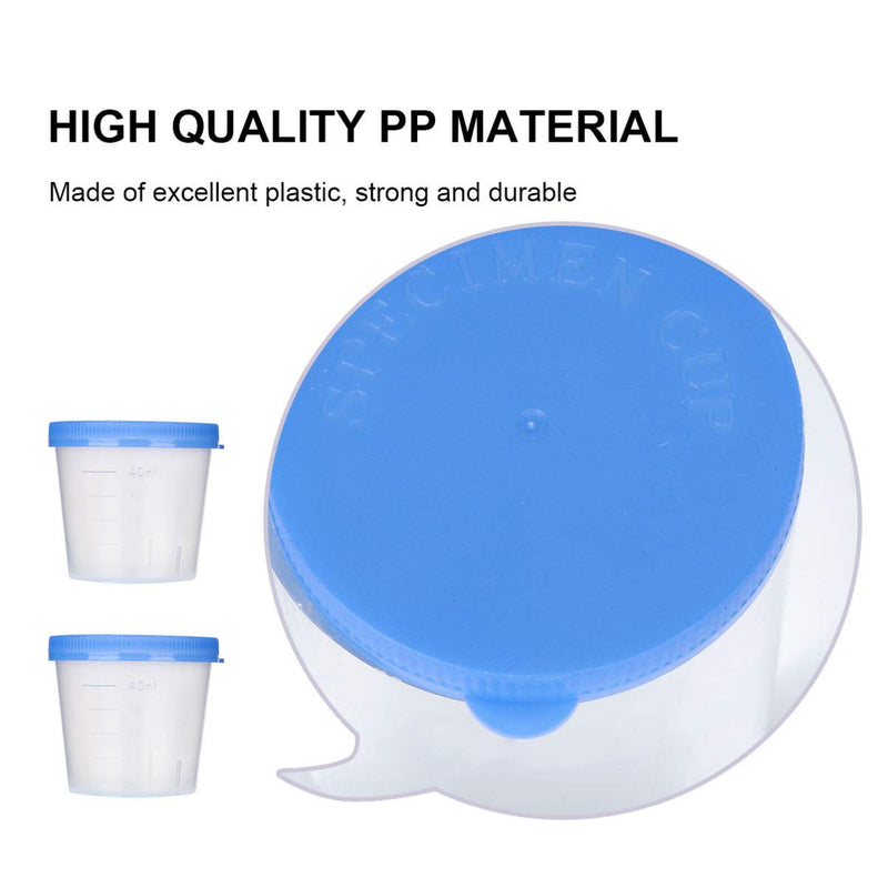 [Australia - AusPower] - Sterile Cups Urine Cup 50pcs 40ml Plastic Sample Cups Specimen Collection Cups with Lids Urine Container Specimen Containers Urine Testing Accessories (Random Color) 