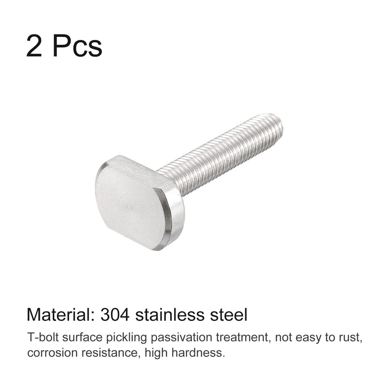 [Australia - AusPower] - uxcell T-Slot Bolts, 2pcs M10x55mm T Slot Drop-in Stud Sliding Bolts 304 Stainless Steel T Shape Screws for T Track 