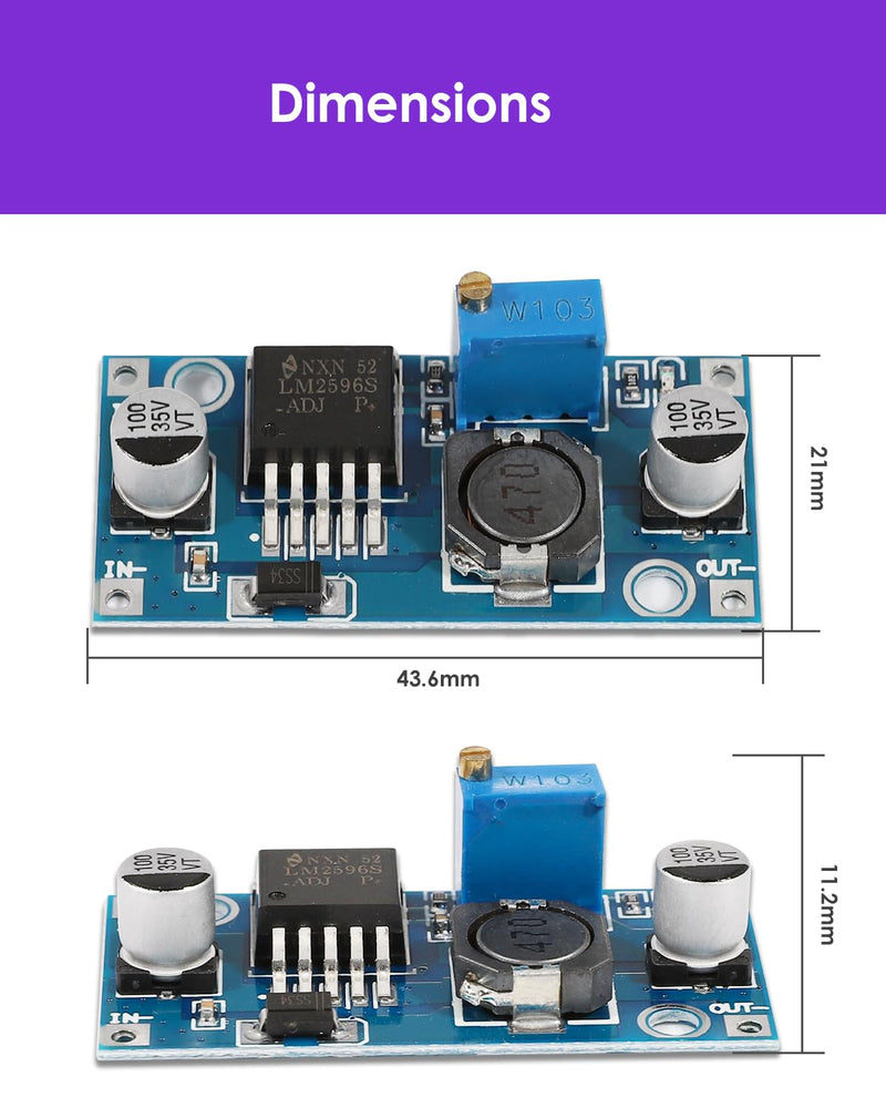 6 Pieces DC-DC Buck Converter, Step Down Module 3.2-40V to 1.25-35V | Step Down Converter, Voltage Regulator Adjustable Step-Down Converter, Stabilised Power Supply for Electronics Projects A-Buck Converter 6