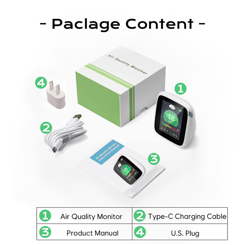 [Australia - AusPower] - Portable Carbon Monoxide Detectors for Travel,4-in-1 Indoor Air Quality Monitor, CO Detector Monitor Alarm with LCD Display Sound 120dB Warning, Carbon Monoxide with Temperature & Humidity for Home 