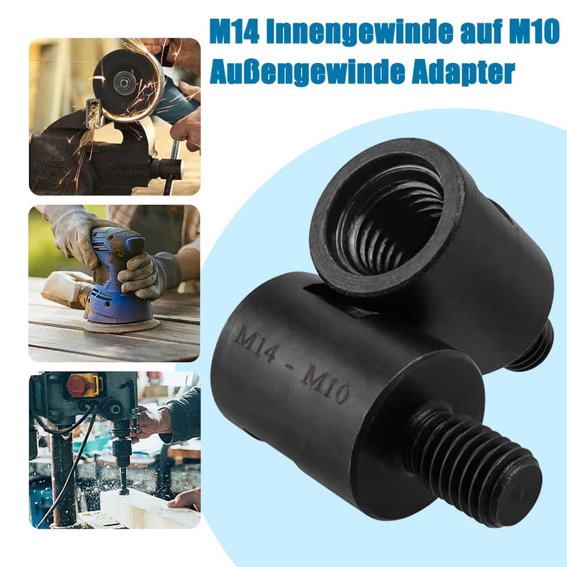 [Australia - AusPower] - HaoTrade 2 Pieces Tap Adapter, Angle Grinder Adapter Converter, Thread Converter, M14 Female Thread to M10 Male Thread Adapter, for Angle Grinder Polisher Drill Connection Converter Adap 