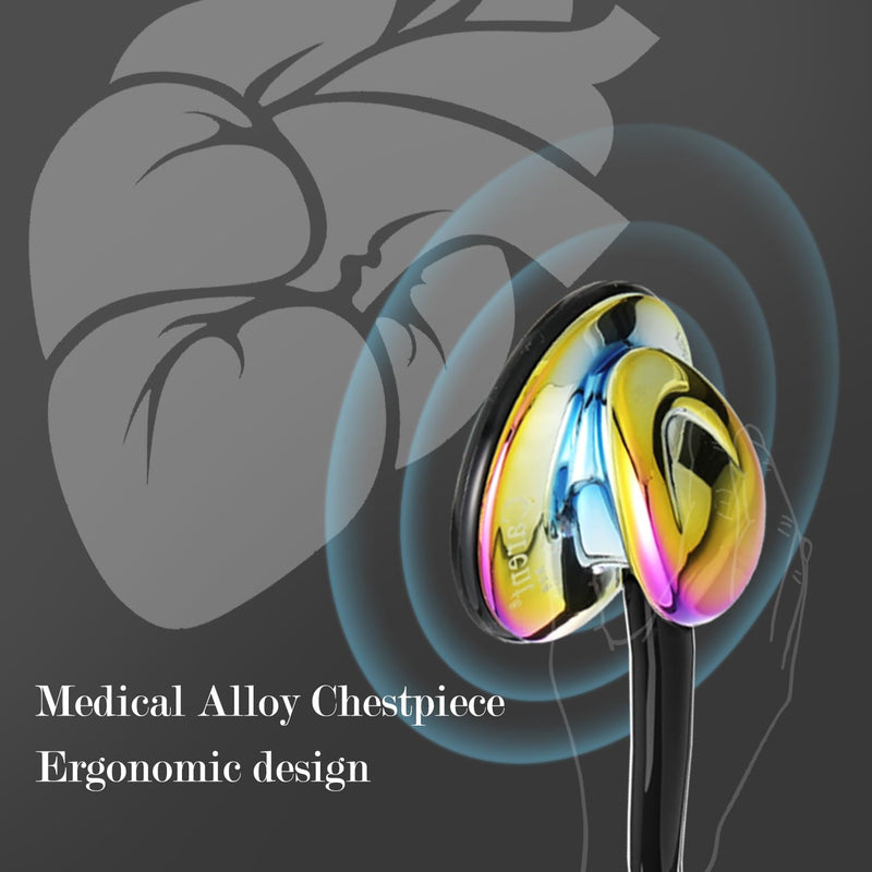 [Australia - AusPower] - Classic Single Head Stethoscope for Nurses Doctor Rainbow Stethoscope for Nurses, EMT Student, Kids, for Medical and Home Use, Alloy Chestpiece,Soft Eartips(Rainbow) 