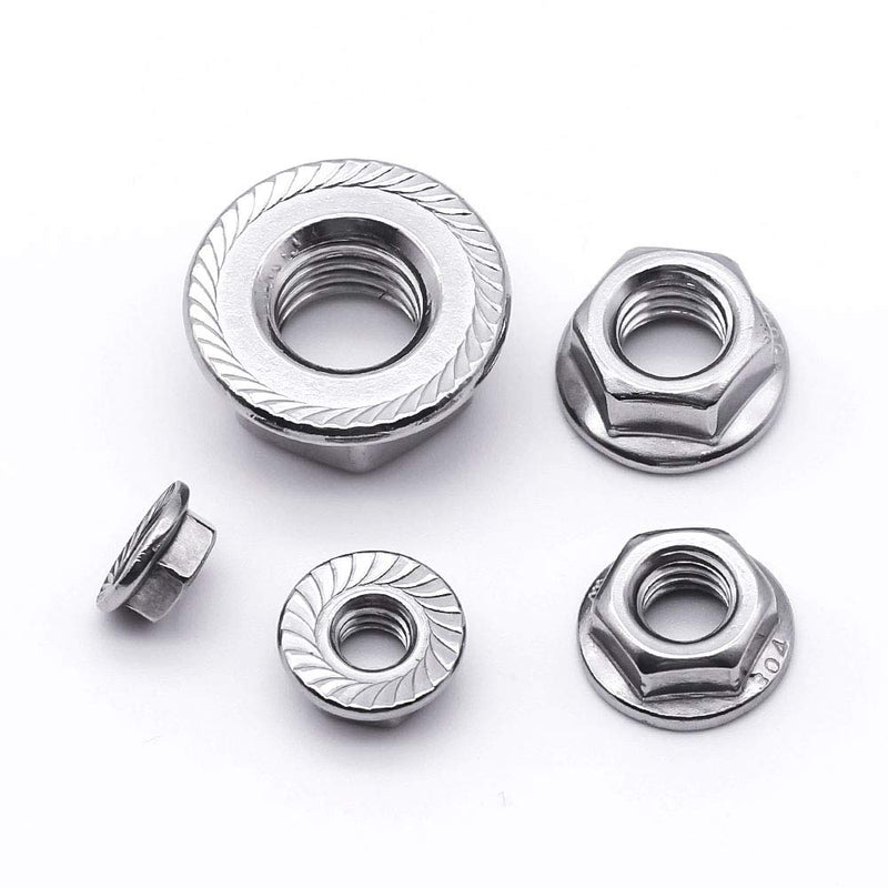 [Australia - AusPower] - M10-1.5 (10 pcs) Serrated Flange Hex Nuts, Hexagon Flange Nuts 304 Stainless Steel 18-8, Bright Finish, Full Thread, DIN6923 M10-1.5 10 