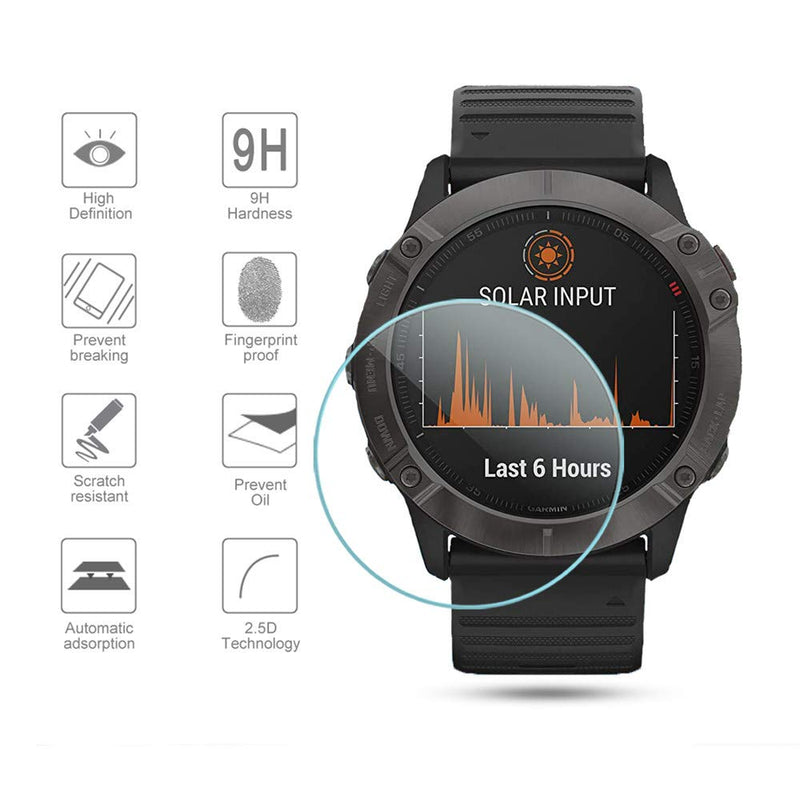[Australia - AusPower] - Suoman 4-Pack for Garmin Fenix 6X Pro / 6X Pro Solar / 6X Sapphire Screen Protector, 2.5D 9H Hardness Tempered Glass for Garmin Fenix 6X Pro / 6X Pro Solar / 6X Sapphire Smartwatch Clear*4 