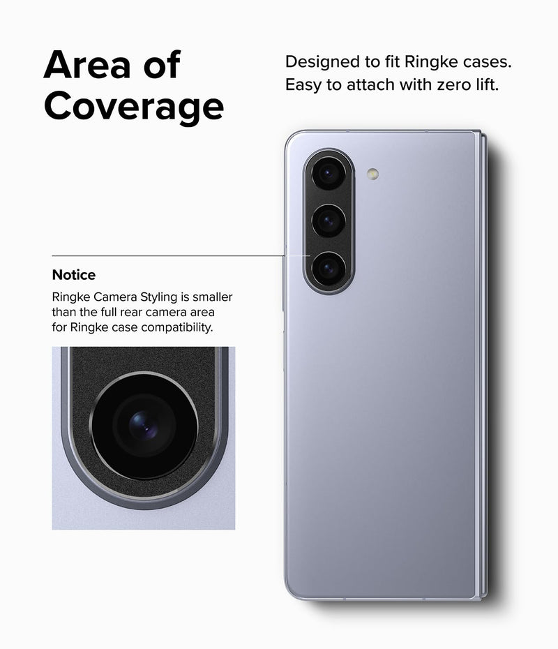 [Australia - AusPower] - Ringke Camera Styling [Stylish Aluminum Frame] Compatible with Samsung Galaxy Z Fold 5 Camera Lens Protector, Protective Metal Cover for Women, Men - Black 