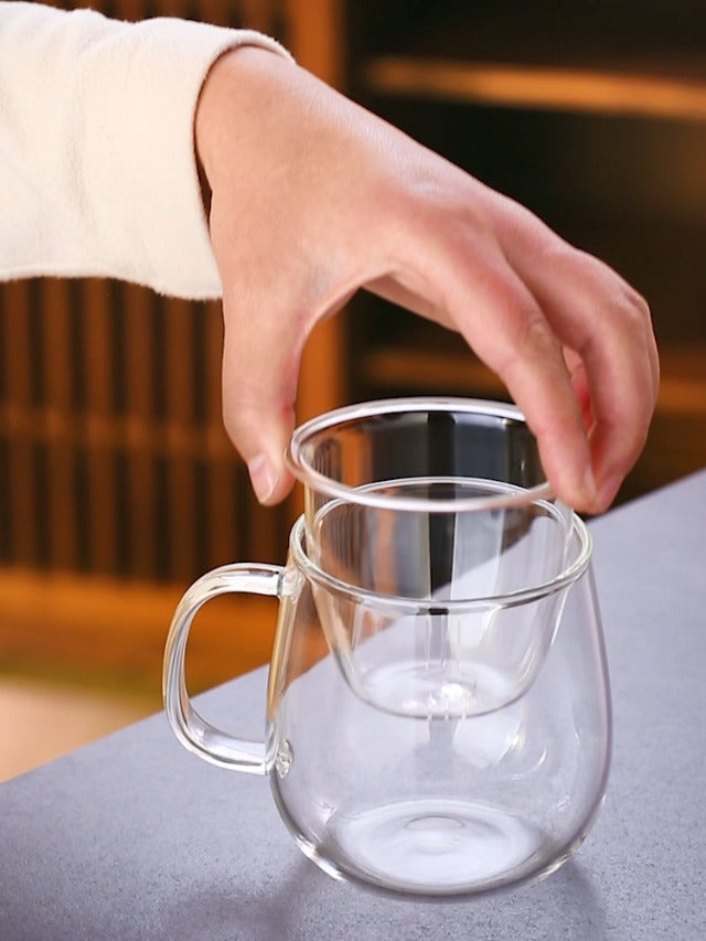 DOPUDO Glass Teacups 2 Pack Glass Tea Cup with Infuser and Lid, 17.6oz/520ml Large Borosilicate Teacup,Tea Clear Mug Cup for Loose Leaf Blooming Tea, Microwave & Dishwasher Safe. 17.6 fluid_ounces
