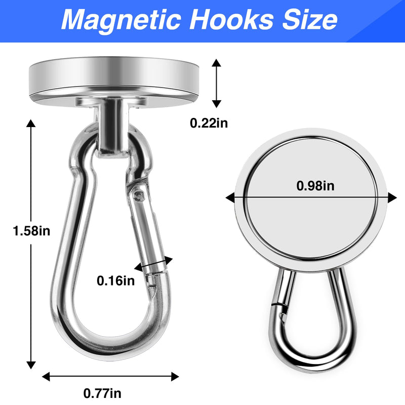 [Australia - AusPower] - LOVIMAG Strong Magnetic Hooks, 70LBS Heavy Duty Magnet Hooks Strong Neodymium Magnets with Carabiner Hook, Hook Magnets with Swivel for Hanging, Cruise, Grill, Kitchen, Refrigerator - 12 Pack 70lbs-12p 