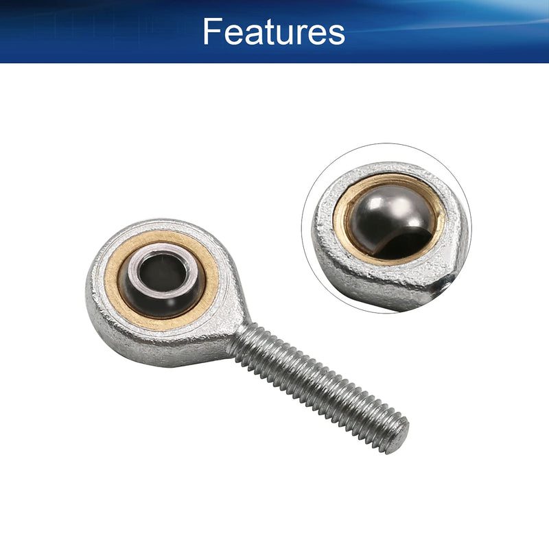 [Australia - AusPower] - Bettomshin 2Pcs SAL6T/K M6 Rod End Ball Bearing, 6mm/0.24" Bore Fisheye Male Thread Connector Joint Bearing, Bearing Steel Self-Lubricating Left Hand Rod End Bearing for Machinery Power Tools SAL6T/K 2pcs 