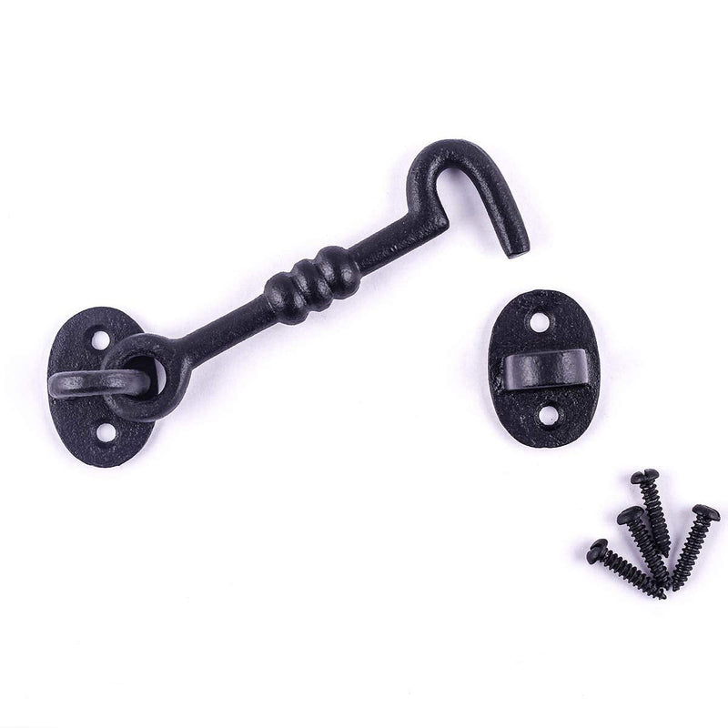 Renovators Supply Manufacturing Door Latch Lock 5 in. Wrought Iron Hook and Eye Latch for Door in Oil Rubbed Bronze Finish with Mounting Hardware Pack of 3