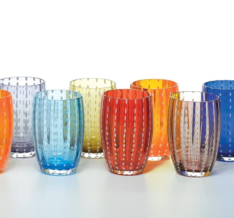 Zafferano Perle Tumbler, Glass, 11oz, Set of 2, Aquamarine