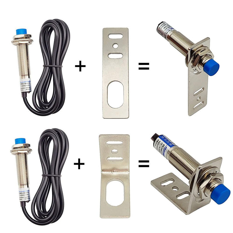 [Australia - AusPower] - M12 Inductive Proximity Sensor LJ12A3-4-Z/AX Normally Close Detection Approach Switch NPN NC 3 Wire DC 6V-36V with L Type Bracket (2 Pack, NPN NC+L Type) 