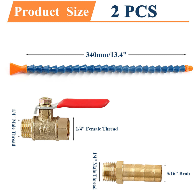 [Australia - AusPower] - 2PCS Adjustable Magnetic Base (1/4PT Thread) with 1pc Flat Nozzle Flexible Water Oil Coolant Pipe Hose Flat Nozzle Hose with Magnetic Base 