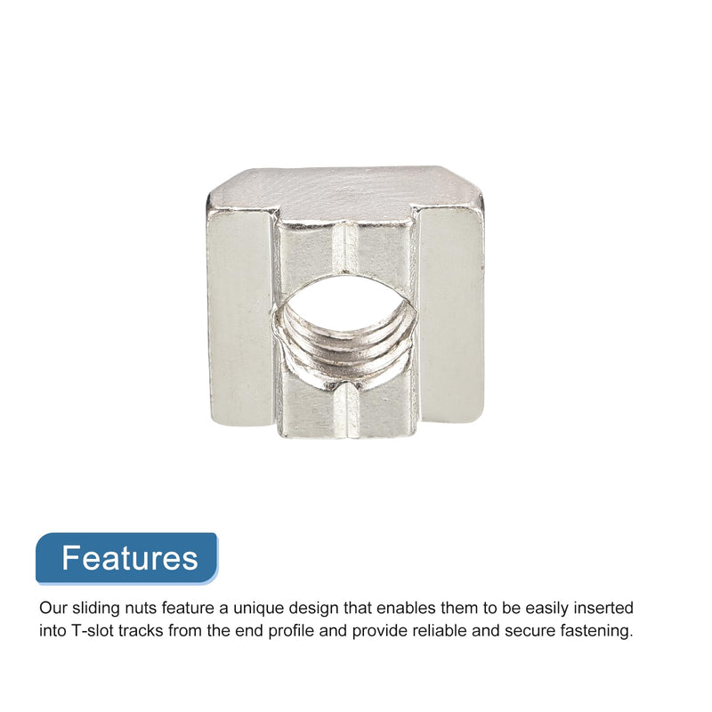 [Australia - AusPower] - uxcell T Nuts, 30pcs - Nickel Plated Carbon Steel T Slot Bolts, 3030 Series M8 Hammer Head Fastener, Sliding T Nuts for Aluminum Extrusion Profile (Silver) 