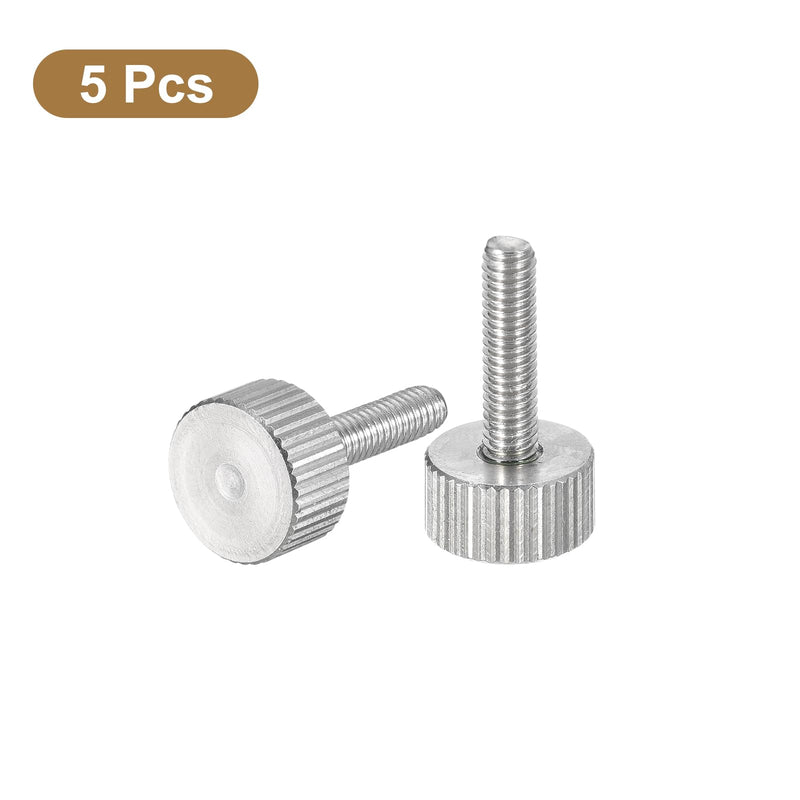 [Australia - AusPower] - uxcell M4x16mm Knurled Thumb Screws, 5pcs 304 Stainless Steel Flat Knurled Head Fully Threaded Thumb Screws Bolts Grip Knobs Fasteners 