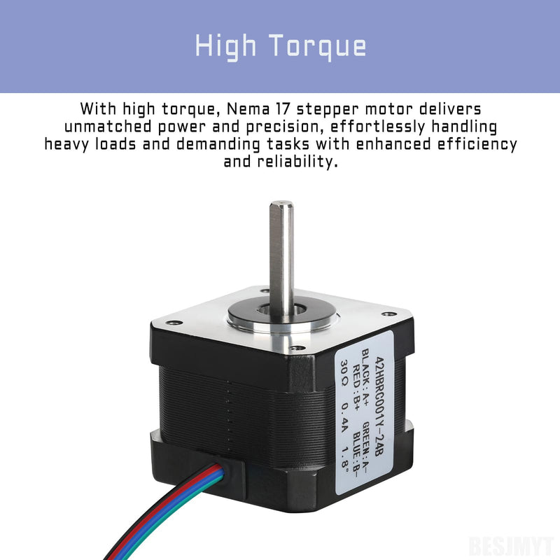 Nema 17 Stepper Motor 0.4 A-12V High Torque 290mNm(41.06oz.in?33mm 1.8 Deg Bipolar 2 Phase 4 Leadfor 3D Printer/DIY CNC/Digital Camera, 1.66x1.66x1.3inch