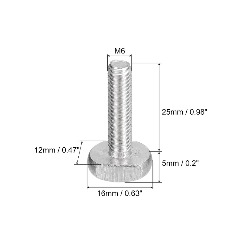 [Australia - AusPower] - uxcell T-Slot Bolts, 20pcs M6x25mm T Slot Drop-in Stud Sliding Bolts 304 Stainless Steel T Shape Screws for T Track 20 