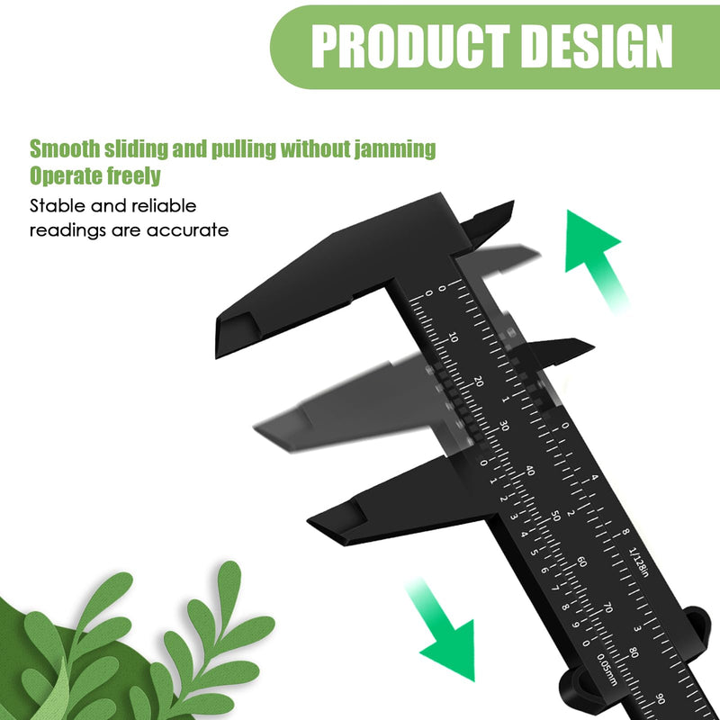 [Australia - AusPower] - 30 Pack Plastic Vernier Caliper, 150mm Eyebrow Measuring Tool, Mini Sliding Ruler Caliper Gauge for Students DIY Crafts School Office Tattoo Eyebrow Artists Use (Black, 0-6"/0-150mm) 