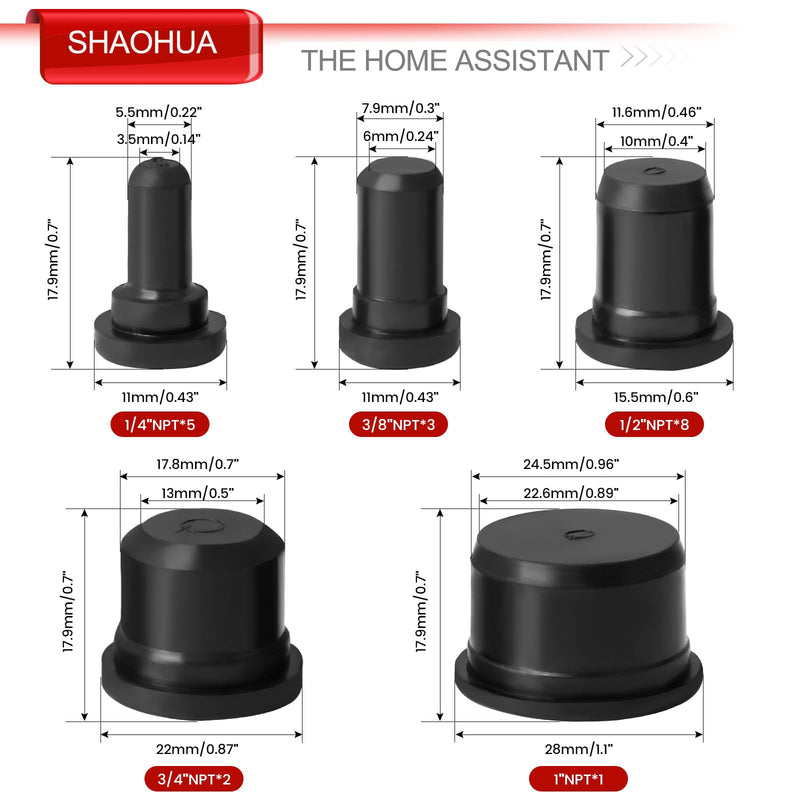 Cable Gland Kits, 40PCS Cord Grip 1/4" 3/8" 1/2" 3/4" 1" NPT Waterproof Cable Pass Through Grip w/19PCS Top Hat Rubber Grommets for Cable Glands, Strain Relief IP68 Waterproof Nylon Cord Connector 59PCS Cable Gland Kits(black)