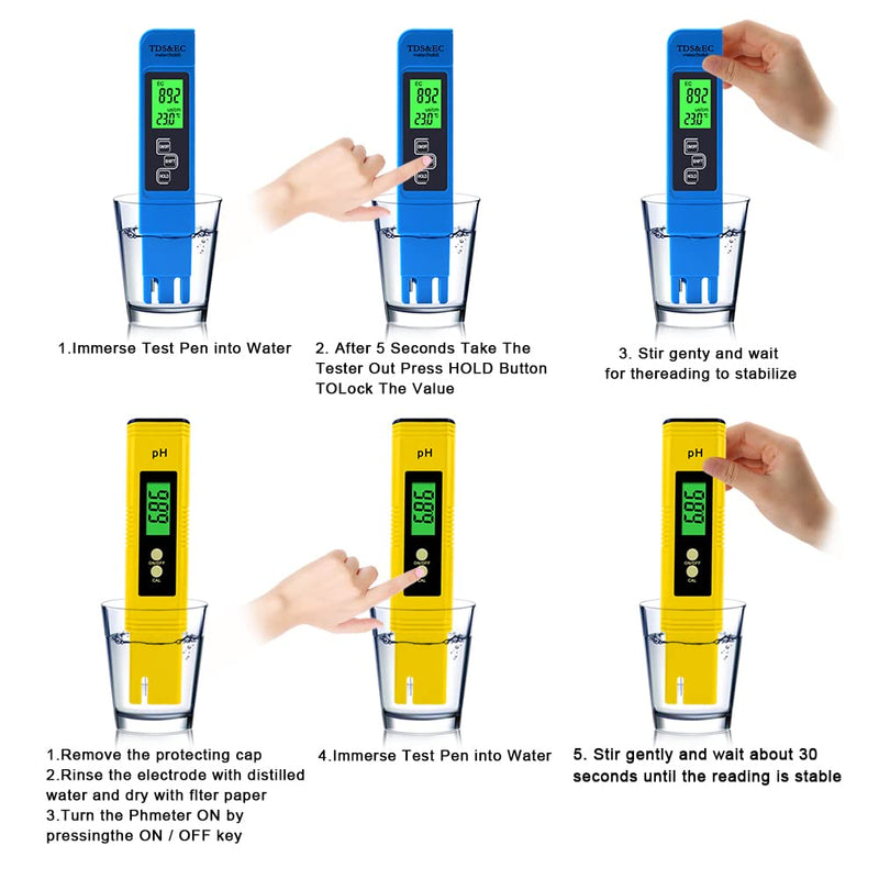 [Australia - AusPower] - Digital pH and TDS Meter Combo, High Accuracy Water Quality Tester, pH Meter 3-in-1 TDS EC Temperature Meter for Drinking Water Swimming Pool Aquarium Hydroponic 