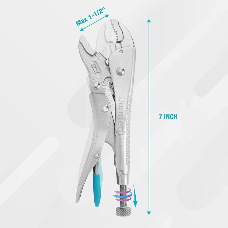 [Australia - AusPower] - DURATECH 7-Inch Locking Pliers, Premium Cr-V Construction, Curved Jaw Locking Pliers with Wire Cutter, Fit for Clamping Twisting Welding 