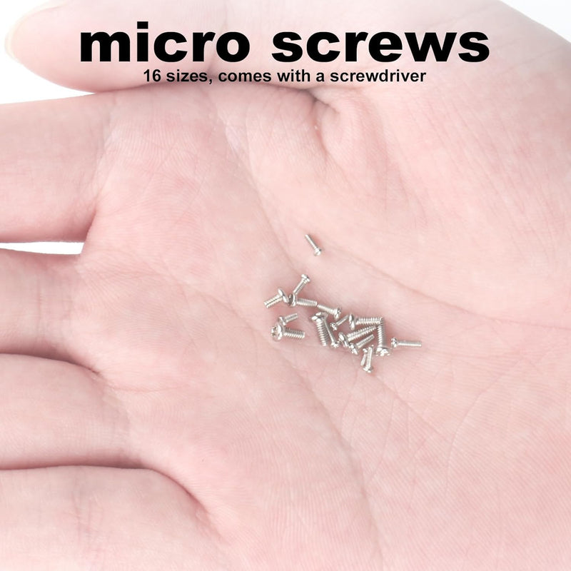 [Australia - AusPower] - Tiny Screws for Electronics, 800 pcs Mini Micro Small Phillips Pan Head Machine Screws Assortment Kit for Electronic Repair, Nickel-Plated Carbon Steel, M1/M1.2/M1.4/M1.6/M1.7 