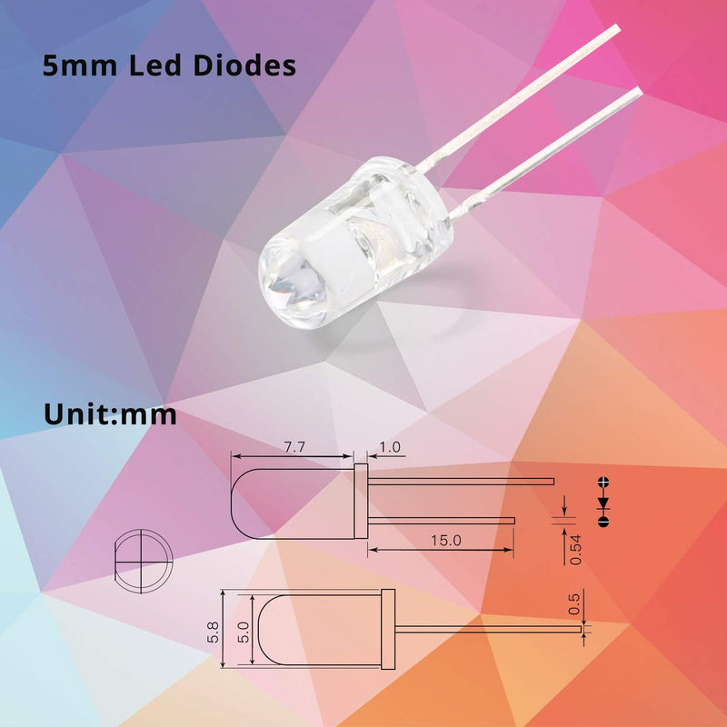 [Australia - AusPower] - Novelty Place 100pcs 5mm White LED Diode Lights - [Super Bright] Clear DC 3V 20mA Light Emitting Diode LED Bulbs - DIY Science Project Electronic Components Lighting Kit (White Light) Clear White 