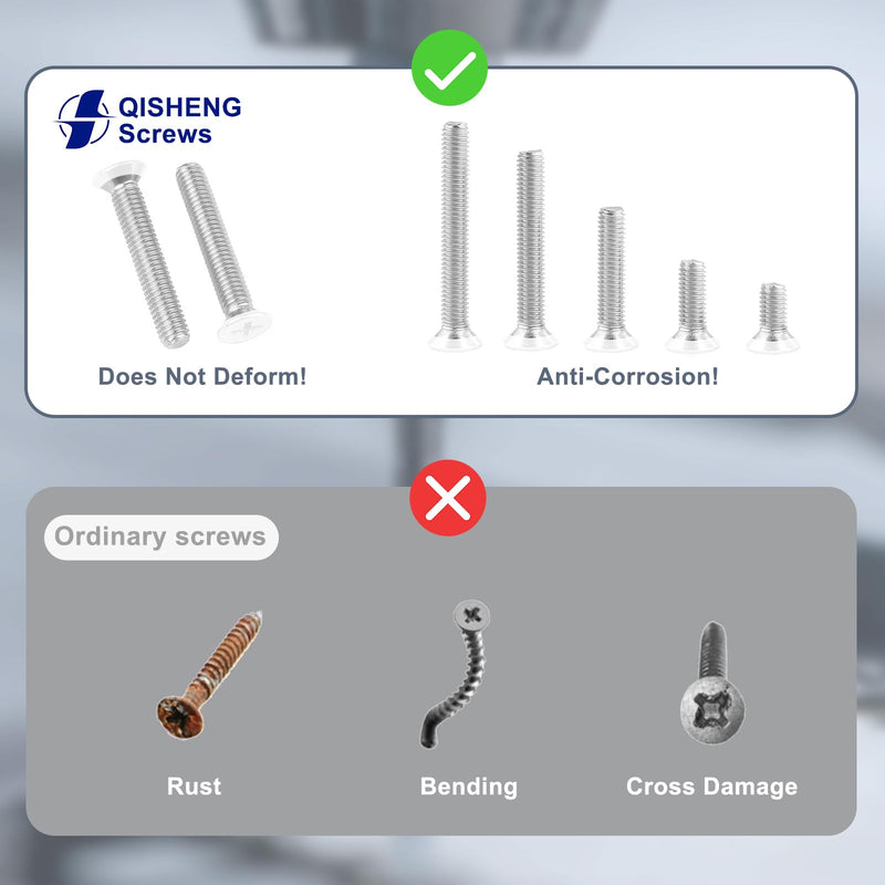 [Australia - AusPower] - QISHENG 100 PCS White Head #6-32X1 Stainless Steel Phillips Flat Head Machine Screws,DIY,Repair,Install Furniture and Electrical Appliances Screws,Stainless Steel 18-8 A2(304) Screw #6-32X1" 