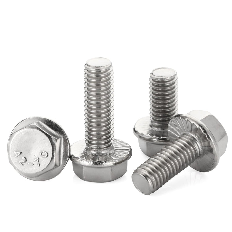 [Australia - AusPower] - 1/4-20 x 3/4" Flanged Hex Head Bolts Flange Hexagon Screws, Stainless Steel A2, DIN 6921, 25 PCS 1/4-20 x 3/4" 