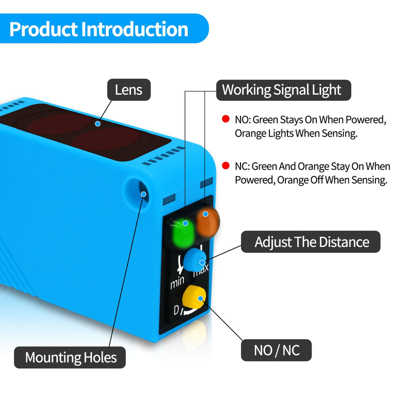 [Australia - AusPower] - Micro Photoelectric Sensor Switch PNP NO+NC,DC10-30V,Distance:80cm/31.52'', AE3Z-D81,Reflective photovoltaic Sensor,Garage Parking sensors,Infrared,Beam mini Small 