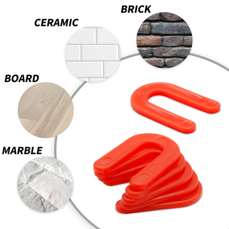 [Australia - AusPower] - 50 Pcs Horseshoe Shim Tile Spacers, 1/8 Inch U Shape Tile Spacers Plastic Shims Structural Shims for Leveling, Red 1/8" 50 