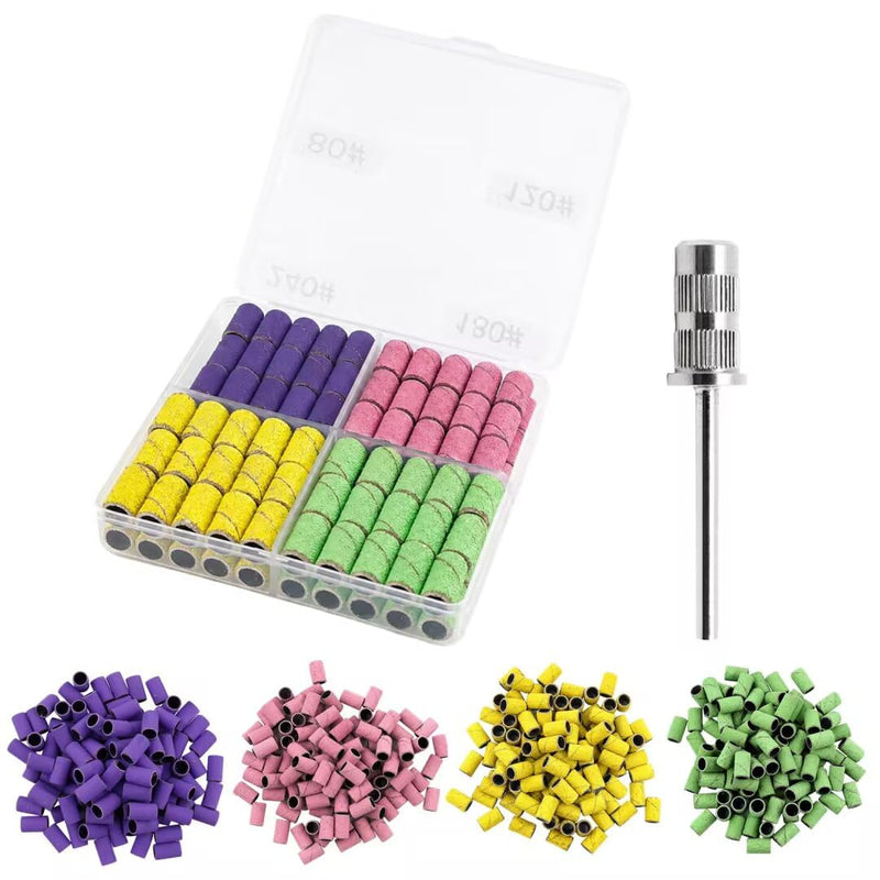 120 Stück Schleifhülsen Nagelfräser, 4 Farben farbcodierte Schleifkappen, universelle Aufsätze für elektrische Nagelfeile Nail Drill, Schleifbänder für Maniküre Pediküre Gelnägel Naturnägel