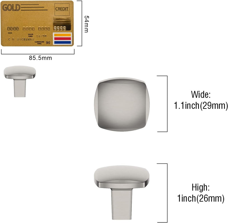 Amerdeco 10 Pack Brushed Satin Nickel Cabinet Knobs, 5/128MM, Silver, Zinc, Bronze (50%, 50%), Arch & Bow, Easy to Install, Kitchen Cabinet Handles, Drawer Knobs, ZH0032 Single Hole